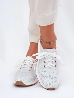 Skórzane Lekkie Półbuty Damskie Artiker 54C1758 Białe