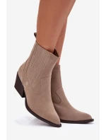 Dámske členkové topánky na podpätku 6350 Beige - Ideálna obuv Dámske členkové topánky na podpätku 6350 Beige - Ideálna obuv