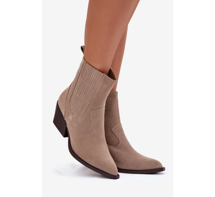 Dámske členkové topánky na podpätku 6350 Beige - Ideálna obuv Dámske členkové topánky na podpätku 6350 Beige - Ideálna obuv