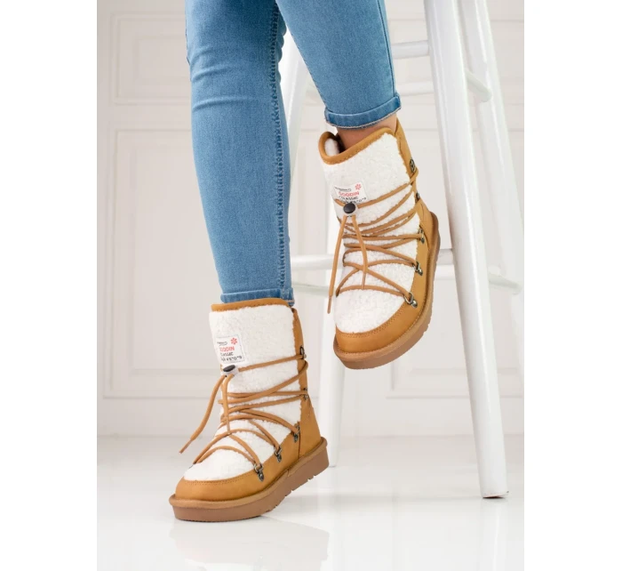 Trendy dámske hnedé snehové topánky bez podpätku Trendy dámske hnedé snehové topánky bez podpätku