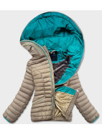 Teplá dámska zimná bunda v kakaovej farbe s kapucňou (CX583W)