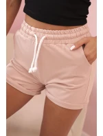 Dámske bavlnené šortky s elastickým pásom tmavo púdrovo ružové