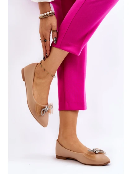 Damskie Baleriny W Szpic Z Ozdobną Kokardą Ciemnobeżowe Luminous Damskie Baleriny W Szpic Z Ozdobną Kokardą Ciemnobeżowe Luminous