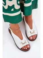 Sandály Na Ploché Podpatky S Dekorací Eko Kůže Bílé model 21685882 - Boto Sandály Na Ploché Podpatky S Dekorací Eko Kůže Bílé model 21685882 - Boto