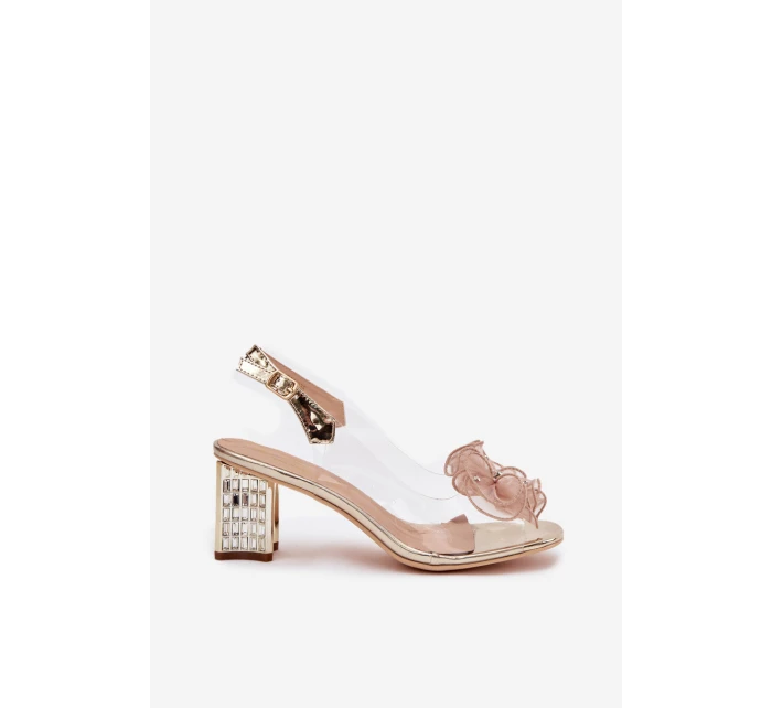 Sandály na podpatku s ozdobou D&A MR52-238 zlaté