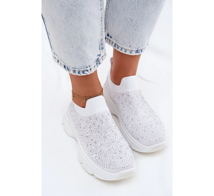 Dámské Sportovní Textilní Baleríny s Dekorací Bílé model 22107408 - Boto