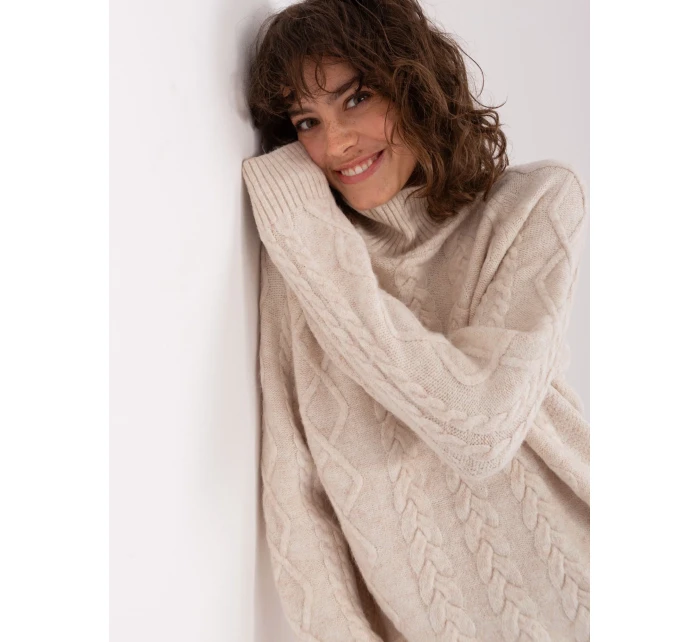 Sweter AT SW jasny beżowy model 19014635 - FPrice Sweter AT SW jasny beżowy model 19014635 - FPrice