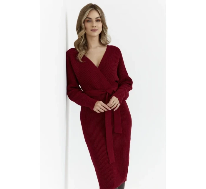 M810 Svetrové šaty s výstrihom do V - bordové M810 Svetrové šaty s výstrihom do V - bordové