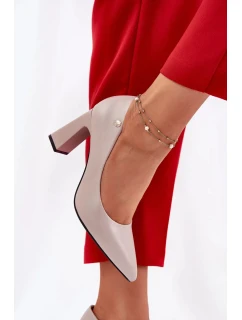 Elegantné dámske lodičky na širokom podpätku Vinceza - sivé