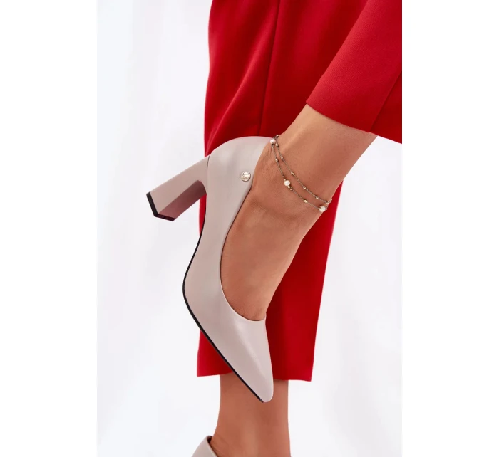 Elegantné dámske lodičky na širokom podpätku Vinceza - sivé Elegantné dámske lodičky na širokom podpätku Vinceza - sivé