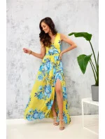 Denné šaty SUK0361-U99 žlto-modré - Roco Fashion Denné šaty SUK0361-U99 žlto-modré - Roco Fashion