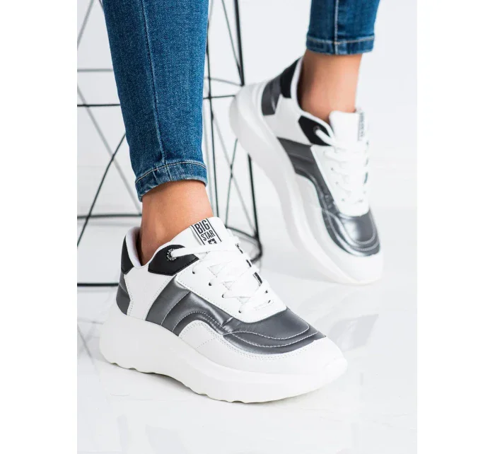 Trendy tenisky dámske biele bez podpätku Trendy tenisky dámske biele bez podpätku