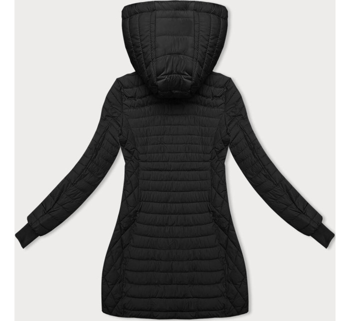 Čierna dámska bunda s kapucňou pre prechodné obdobie (2M-017)