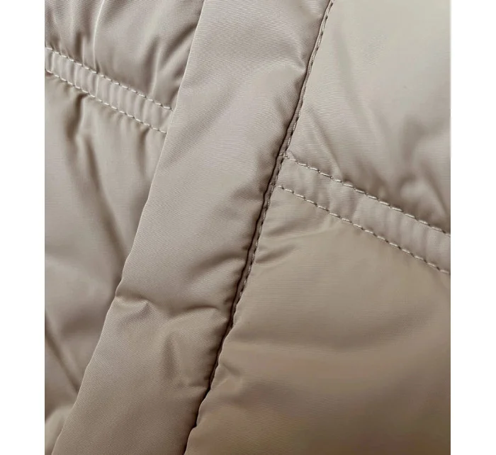 Béžová voľná dámska bunda s kapucňou (8118)