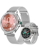 Dámské chytré hodinky Stříbrný náramek + řemínek model 21806347 - RUBICON Dámské chytré hodinky Stříbrný náramek + řemínek model 21806347 - RUBICON