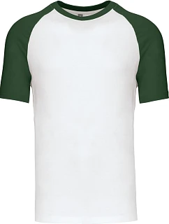 Kariban K 330 Baseballové tričko 20.K330 biele/lesná zeleň