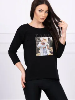 Blúzka s potlačou Tide čierna