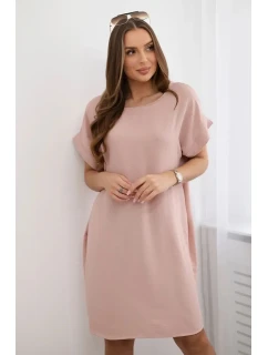 Šaty s vreckami tmavo púdrovo ružové