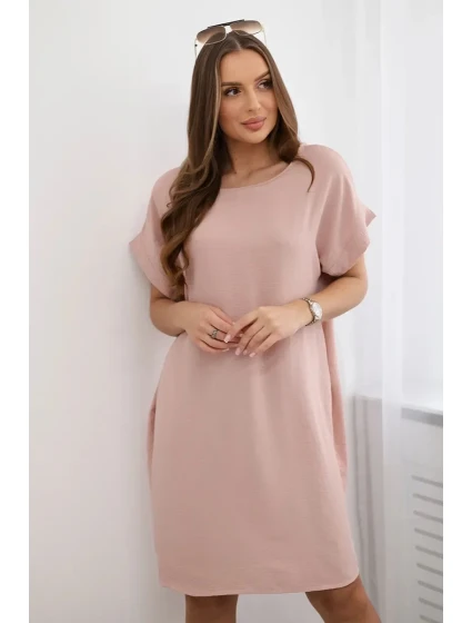 Šaty s vreckami tmavo púdrovo ružové