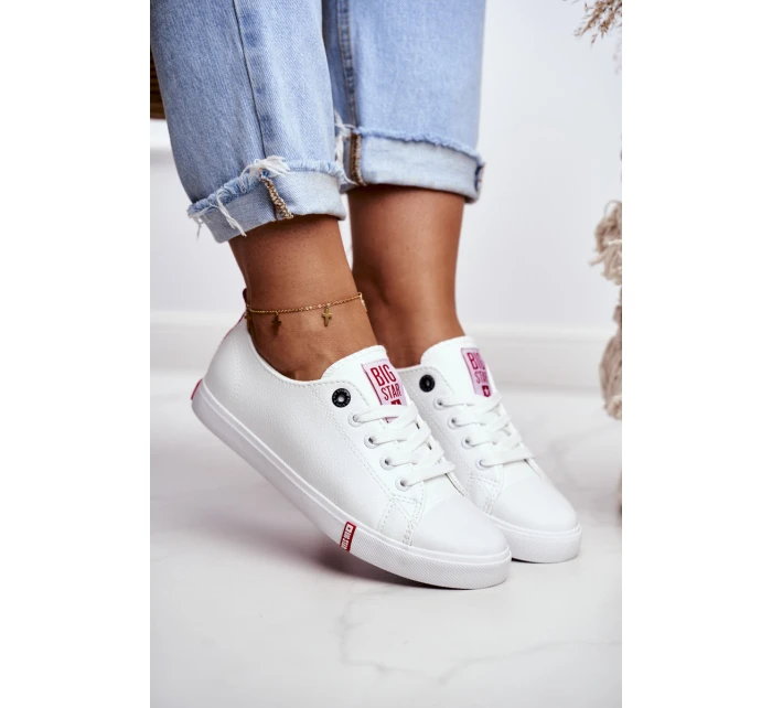 Damskie Skórzane Trampki Big Star GG274005 Biało-Czerwone