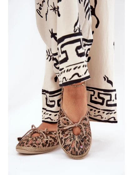 Płaskie Baleriny Z Naturalnej Skóry Panterka Zazoo 10179 Brązowe