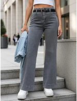 Dámske džínsy s vysokým pásom a širokými nohavicami sivé FashionStreet UY2908