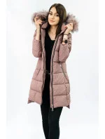 PIKOWANA DAMSKA KURTKA ZIMOWA Z KAPTUREM RÓŻ model 21242060 - Libland