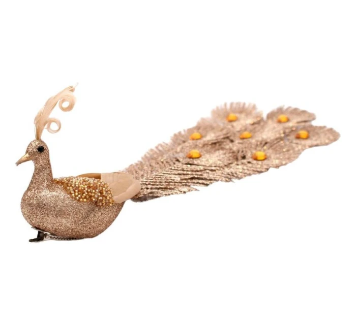 DEKORATÍVNY PÁV NA SPONKE NA OZDOBY ZLATÝ