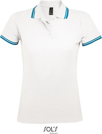 SOL'S Pasadena Women Dámske piqué polo 25.0578 biele/aqua SOL'S Pasadena Women Dámske piqué polo 25.0578 biele/aqua