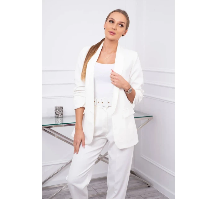 Elegantná súprava saka a nohavíc vo farbe ecru