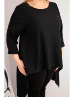 Dámska bavlnená tunika v nadmernej veľkosti s asymetrickým strihom čierna