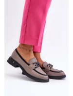 Elegantní dámské kožené mokasíny tmavě béžové model 21655398 - VINCEZA