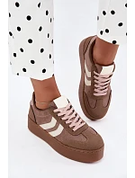Dámské tenisky na platformě s pásky Khaki model 22324177 - Boto Dámské tenisky na platformě s pásky Khaki model 22324177 - Boto