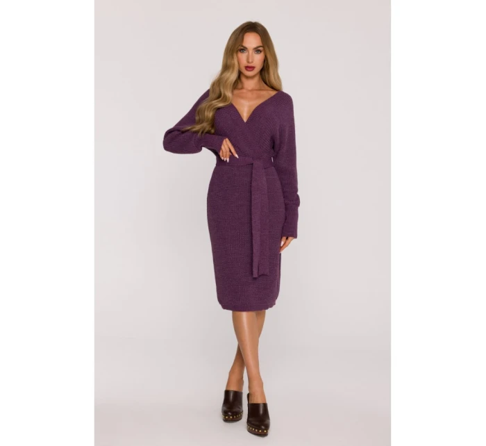 Svetrové šaty s výstřihem heather model 21484550 - Moe