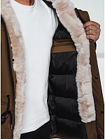 Pánska zimná bunda parka s kapucňou béžová FashionStreet TX4965