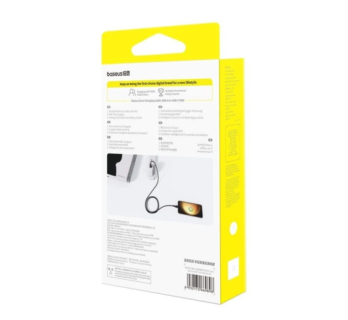 Baseus Dura USB-Type C 60W 2m kábel (červený/čierny)