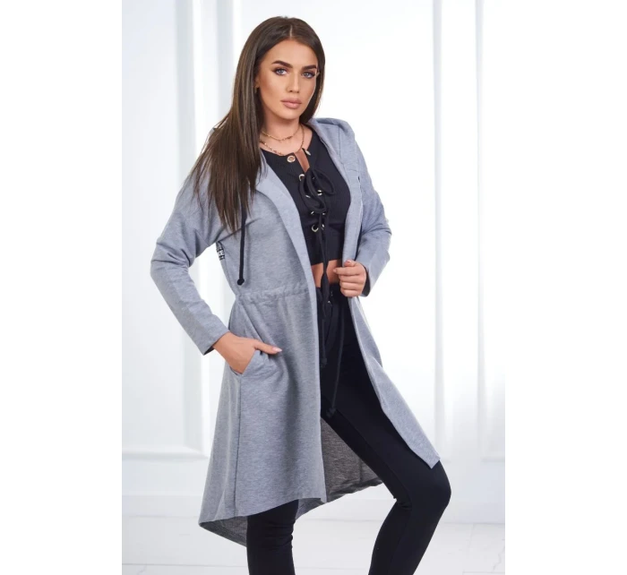 Dlhší zadný plášť sivý