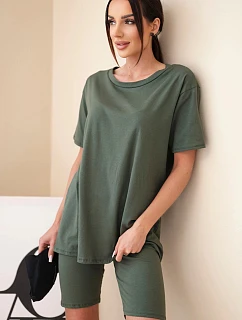 Dámsky bavlnený set s krátkym rukávom a šortkami žltý