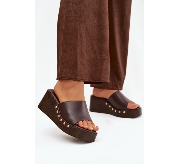 Dámske papuče na platforme 78-200 Tmavo hnedé - Stephan Paris Dámske papuče na platforme 78-200 Tmavo hnedé - Stephan Paris