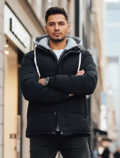 Pánská prošívaná zimní bunda s kapucí tmavě modrá Dstreet TX5101