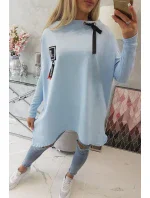 Oversize mikina s asymetrickými boky modrá Oversize mikina s asymetrickými boky modrá