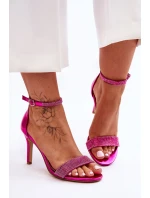Damskie Sandały Na Szpilce Z Dżetami Fuksja Perfecto