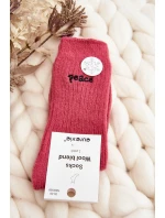 Damskie Ciepłe Skarpety Z Napisem Różowe