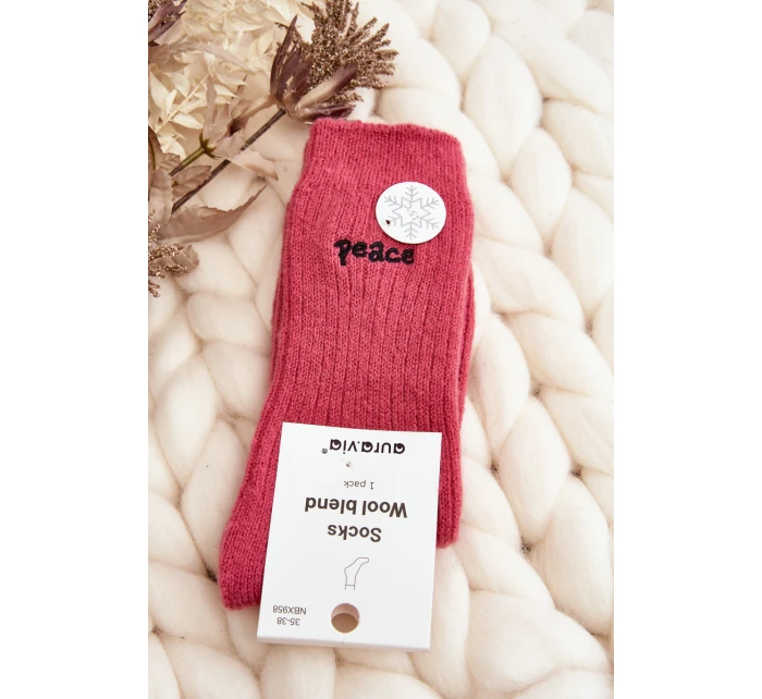 Damskie Ciepłe Skarpety Z Napisem Różowe