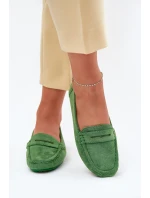 Damskie Zamszowe Mokasyny Zielone Lenvie
