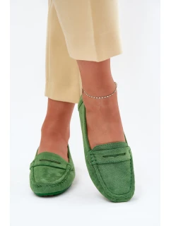 Damskie Zamszowe Mokasyny Zielone Lenvie