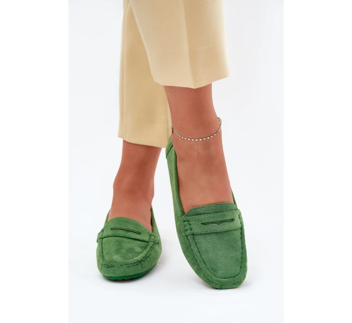 Damskie Zamszowe Mokasyny Zielone Lenvie