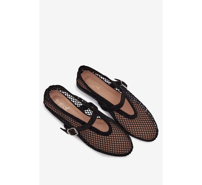 Síťované baleríny s páskem černé Pherina