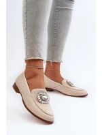 Dámske mokasíny na plochom podpätku s brošňou Béžová D&A Dámske mokasíny na plochom podpätku s brošňou Béžová D&A