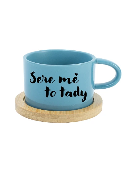 SERE ME THIS WAY - modrý hrnček s makrónkou 200 ml